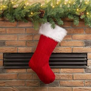 Glitzhome 20L Classic Family Knitted Stocking, Red